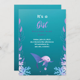 Onder het Zee Blue Het is een Meisje Baby shower I Kaart