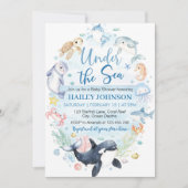Onder het Zee Blue Ocean Animals Baby shower Kaart (Voorkant)