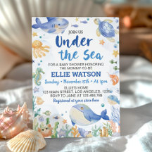 Onder het Zee Blue Ocean Animals Baby shower