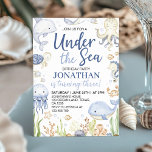 Onder het Zee Blue Ocean Animals Kids Birthday Kaart<br><div class="desc">Duik in een wereld van plezier met onze Under the Zee Ocean Animals Birthday Invitation! Met een heerlijk onderwateravontuur toont deze uitnodiging speelse oceaanwezens zoals walvissen, haaien, schildpadden en kwallen die door levendige koraalriffen zwemmen. Pas het aan met uw evenementdetails en maak golven met een uitnodiging die net zo heerlijk...</div>