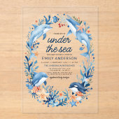 Onder het Zee Blue Ocean Creatures Baby shower Acryl Uitnodigingen (Voorkant)