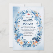 Onder het Zee Blue Ocean Creatures Baby shower Kaart (Voorkant)