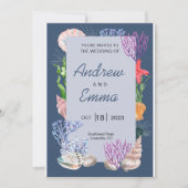 Onder het Zee Blue Ocean Modern Wedding Invitation Kaart (Voorkant)