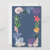 Onder het Zee Blue Ocean Modern Wedding Invitation Kaart (Achterkant)