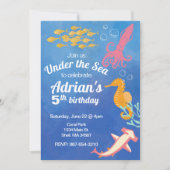 Onder het Zee Blue Ocean verjaardagsuitnodiging Kaart (Voorkant)