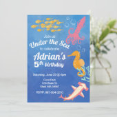 Onder het Zee Blue Ocean verjaardagsuitnodiging Kaart (Staand voorkant)