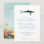 Onder het Zee Blue Shark Aquarium bruiloft Kaart (Voorkant / Achterkant)