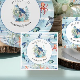 Onder het Zee Blue Turtle Boy Baby shower Servet