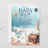 Onder het Zee Blue Waterverf Baby shower Kaart (Voorkant)