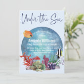 Onder het Zee Blue Waterverf Boy Baby shower Kaart (Staand voorkant)