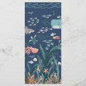 Onder het Zee Blue Waterverf Oh Boy Shower Menu (Achterkant)