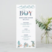 Onder het Zee Blue Waterverf Oh Boy Shower Menu (Staand voorkant)