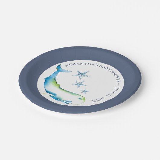 Onder het Zee Blue Whale Baby shower Papieren Bordje (Gekanteld)