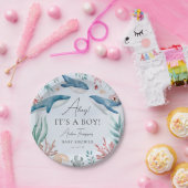 Onder het Zee Blue Whale Boy Baby shower Papieren Bordje (Feest)