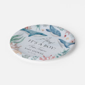 Onder het Zee Blue Whale Boy Baby shower Papieren Bordje (Gekanteld)