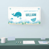 Onder het Zee, Blue Whale, Ocean Animals Banner (Beurs)