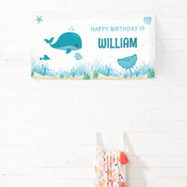 Onder het Zee, Blue Whale, Ocean Animals Banner
