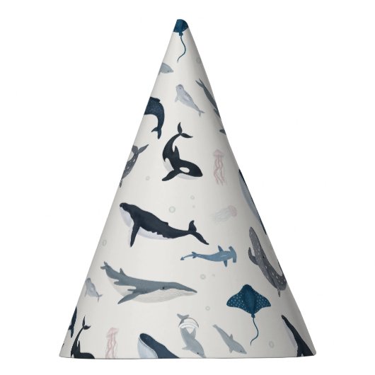 Onder het Zee Blue Whale Party Accessoires Feesthoedjes (Rechts)