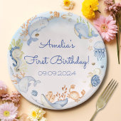 Onder het Zee Blue Zee Life 1e verjaardagsfeestje Papieren Bordje