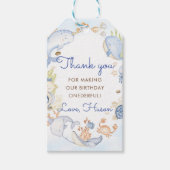 Onder het Zee Blue Zee Life Birthday Party Cadeaulabel (Voorkant)