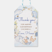 Onder het Zee Blue Zee Life Birthday Party Cadeaulabel (Achterkant)