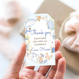 Onder het Zee Blue Zee Life Birthday Party Cadeaulabel