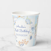 Onder het Zee Blue Zee Life Birthday Party Papieren Bekers (Achterkant)