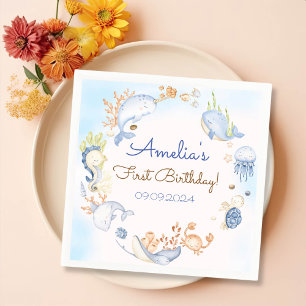 Onder het Zee Blue Zee Life Birthday Party Servet