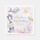 Onder het Zee Blue Zee Life Birthday Party Servet (Voorkant)