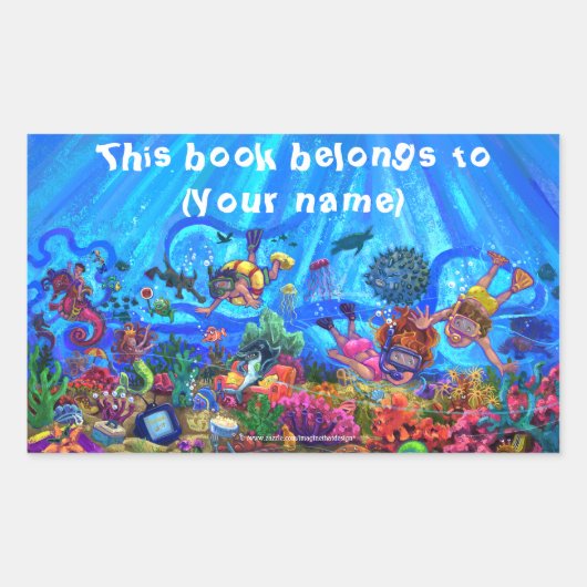 Onder het Zee Boek Bord Rechthoekige Sticker (Voorkant)
