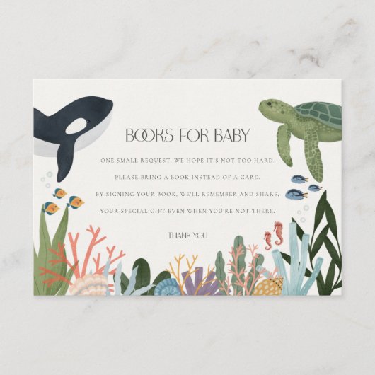 Onder het Zee Boeken voor Baby Invite Insert Informatiekaartje (Voorkant)