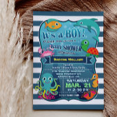 Onder het Zee Boy Baby shower Invitation Kaart
