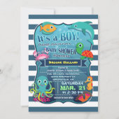 Onder het Zee Boy Baby shower Invitation Kaart (Voorkant)