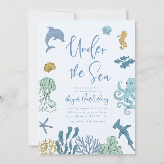 Onder het Zee Boy Baby shower Kaart (Voorkant)