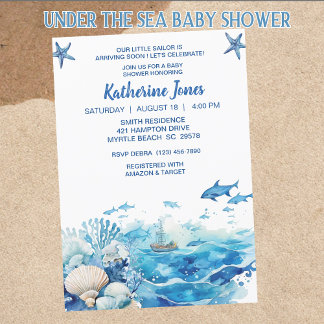Onder het Zee Boy Baby shower Kaart