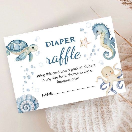 Onder het Zee! Boy Baby shower Luier Raffle Informatiekaartje