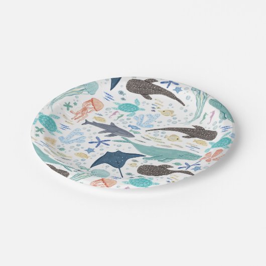 Onder het Zee Boy Baby shower Papieren Bordje (Gekanteld)