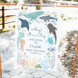 Onder het Zee Boy Baby shower welkomstbord Poster