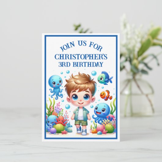 Onder het Zee Boy Birthday | Kaart (Staand voorkant)