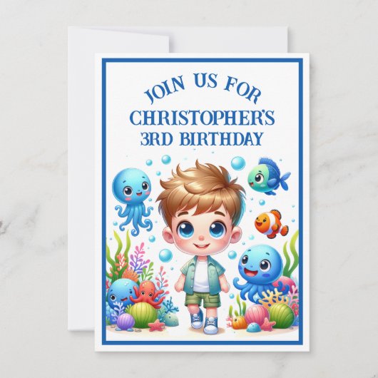 Onder het Zee Boy Birthday | Kaart (Voorkant)