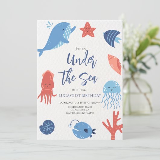 Onder het Zee Boy Birthday Kaart (Staand voorkant)