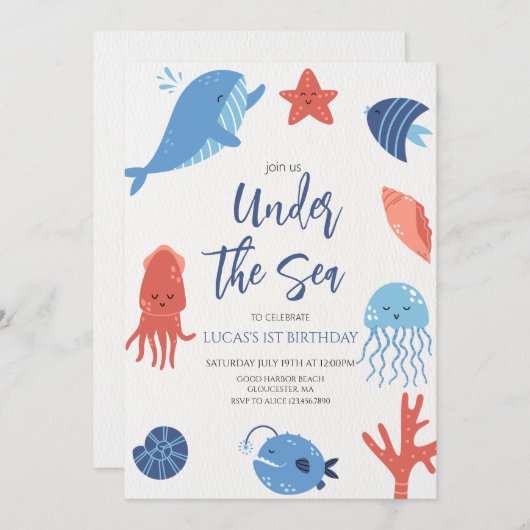 Onder het Zee Boy Birthday Kaart (Voorkant / Achterkant)