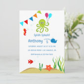 Onder het Zee Boy Birthday Party Kaart (Staand voorkant)