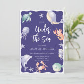 Onder het Zee Boy Birthday Party Kaart (Staand voorkant)
