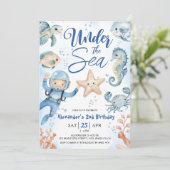 Onder het Zee! Boy Schattige Ocean 2e verjaardag Kaart (Staand voorkant)