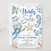 Onder het Zee! Boy Schattige Ocean 3e verjaardagsf Kaart (Voorkant)