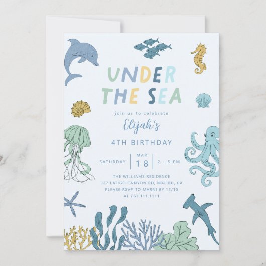 Onder het Zee Boy Verjaardagsfeest Kaart (Voorkant)