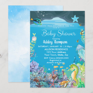 Onder het Zee Boys Baby shower Invitation Kaart