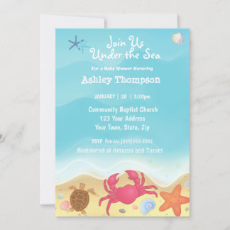 Onder het Zee Boys Baby shower Invitation Kaart