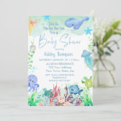 Onder het Zee Boys Baby shower Invitation Kaart (Staand voorkant)